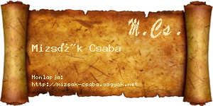 Mizsák Csaba névjegykártya